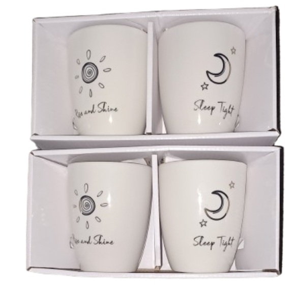 Ivory and Gold Celestial Mugs Set for Dining - 2 Sets of 2 = 4 Mugs 12 oz. - Picture 1 of 3